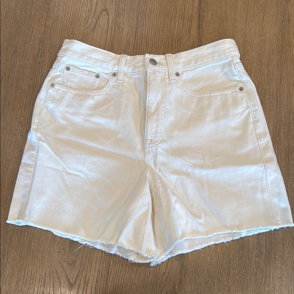 J. Crew White Jean Shorts High-Waisted Frayed Hem